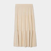 Jupe midi évasée lin mélangé beige femme