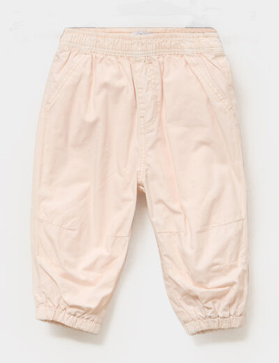 Pantalon doubl&eacute; coton beige b&eacute;b&eacute; fille