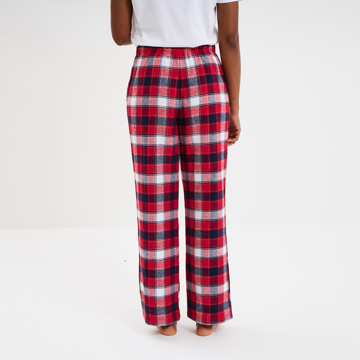 Pantalon de pyjama en coton ajusable rouge femme
