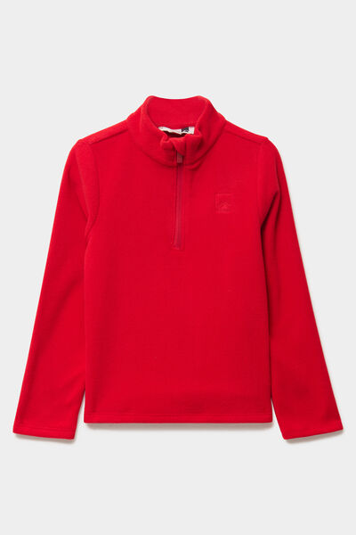 Sweat polaire col camionneur rouge gar&ccedil;on