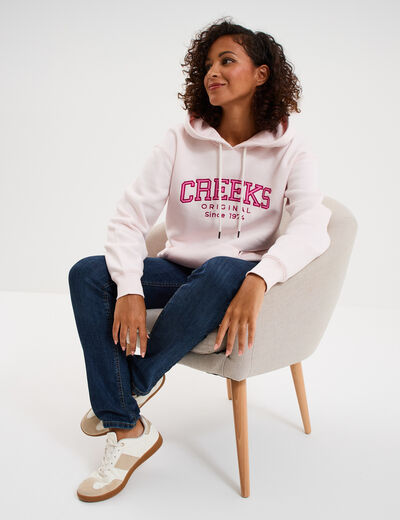 Sweat &agrave; capuche hoodie rose clair femme