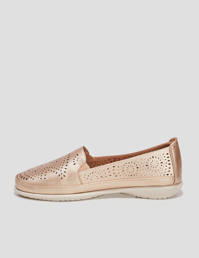 Mocassins perforées jaune or femme