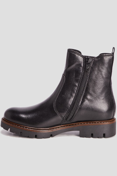 Bottines chelsea crantées en cuir noir fille