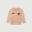 T-shirt &eacute;paule boutonn&eacute;e coton marron clair b&eacute;b&eacute; gar&ccedil;on