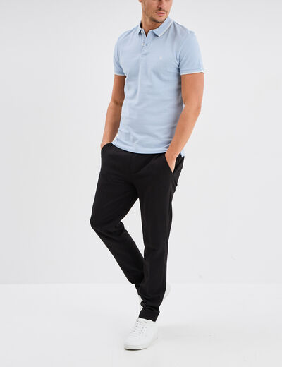 Polo manches courtes bords contrastés bleu clair homme