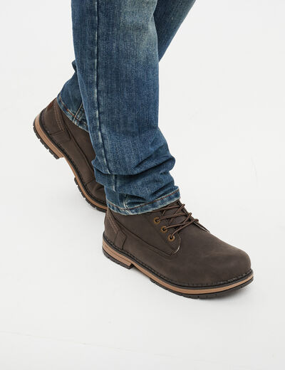 Bottines semelle crant&eacute;es marron homme