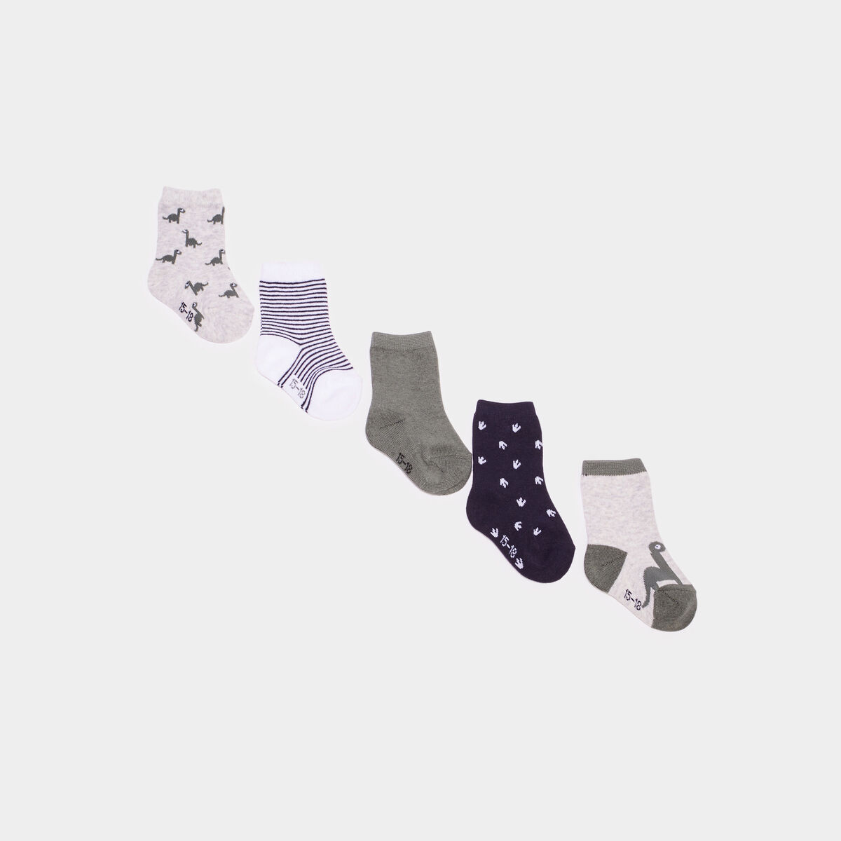 Lot 5 paires chaussettes coton multicolore b&eacute;b&eacute; gar&ccedil;on