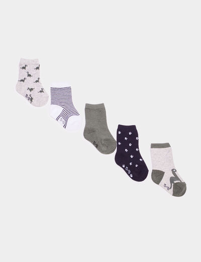 Lot 5 paires chaussettes coton multicolore b&eacute;b&eacute; gar&ccedil;on