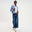Veste courte esprit biker effet su&eacute;dine bleu gris femme