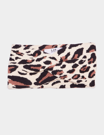 Bandeau tricoté effet noué sable femme
