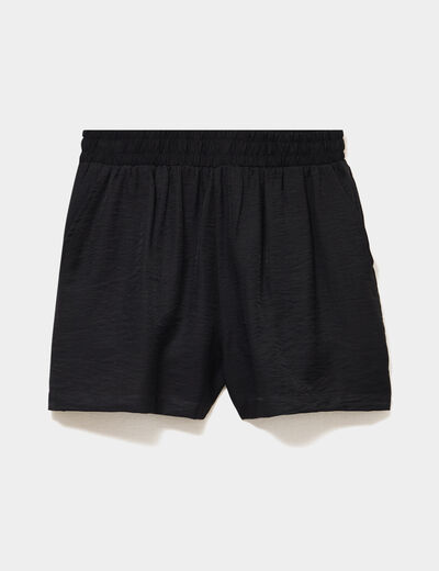 Short fluide taille &eacute;lastiqu&eacute;e noir femme