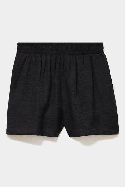 Short fluide taille &eacute;lastiqu&eacute;e noir femme