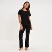 Ensemble pyjama t-shirt pantalon coton noir femme