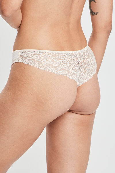 Tanga avec micro dentelle rose clair femme