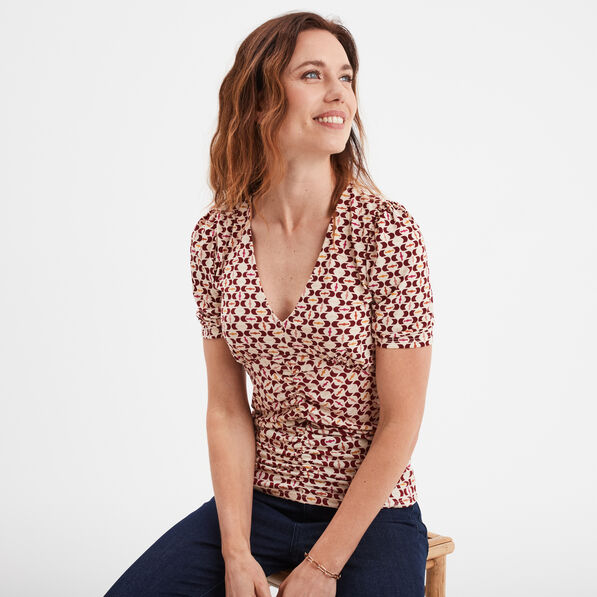 t shirt fronces col en v mosquitos ecru femme T-shirt fronces col en V Mosquitos ecru femme