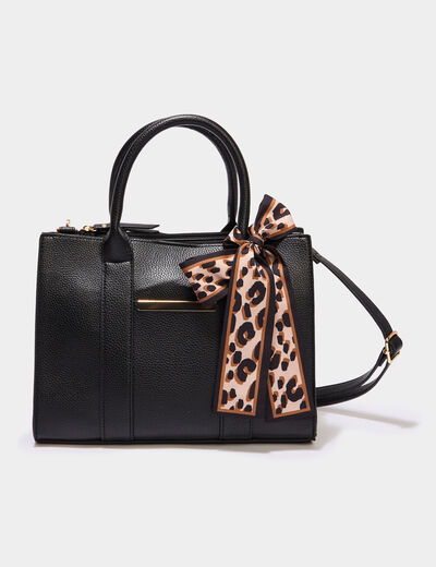 Sac à main détail foulard noir femme