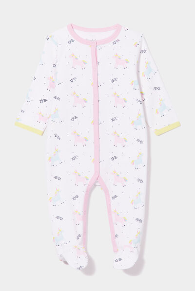 Pyjama manches longues boutonné devant ivoire bébé