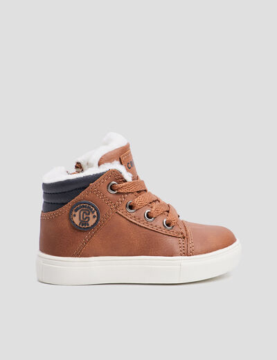Baskets montantes zippées Creeks marron bébé garçon