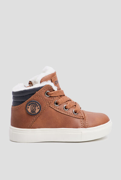 Baskets montantes zippées Creeks marron bébé garçon