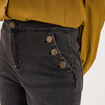 Jean large cropped boutons taille haute denim noir femme