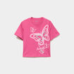 T-shirt manches courtes coton rose fushia fille