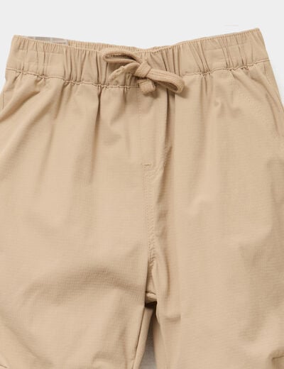 Pantalon droit doublé taille élastiquée marron clair bébé garçon