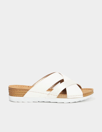 Mules &agrave; talons compens&eacute;s Confortissimo blanc femme