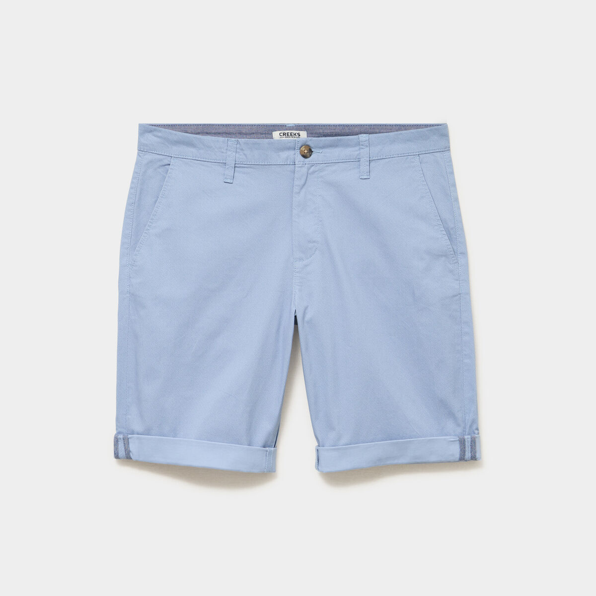 Bermuda short chino droit coton stretch bleu gris homme