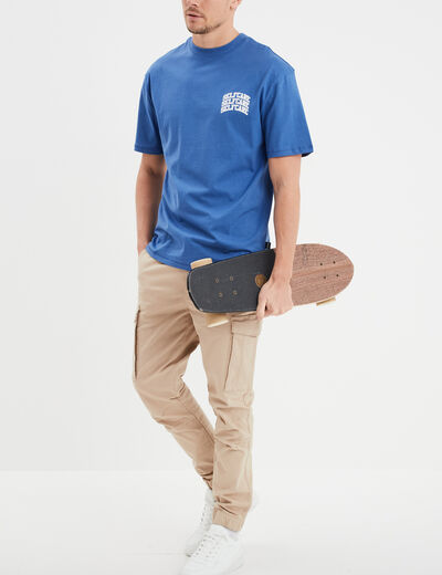 T-shirt oversize manches courtes coton bleu roi homme