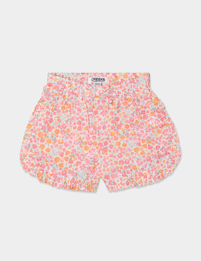 Short à volants et noeud coton Creeks ecru bébé fille