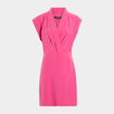 Robe courte trapèze col effet croisé rose fushia femme