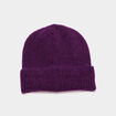 Bonnet maille c&ocirc;tel&eacute;e violet fonc&eacute; femme