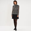 Blouse smock&eacute;e col montant gris argent femme