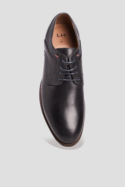 Derbies à lacets en cuir noir homme