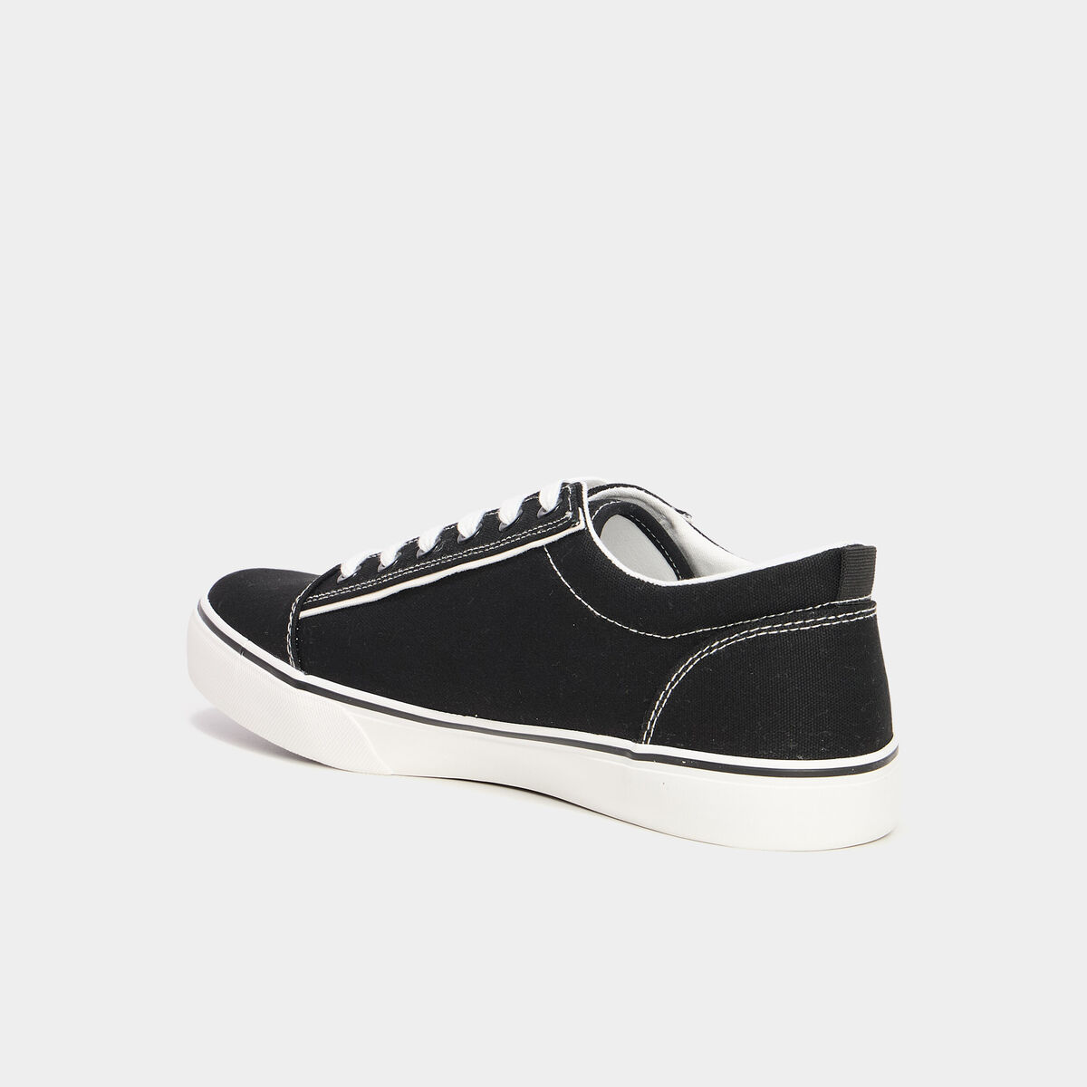 Tennis basses en toile &agrave; lacets noir homme