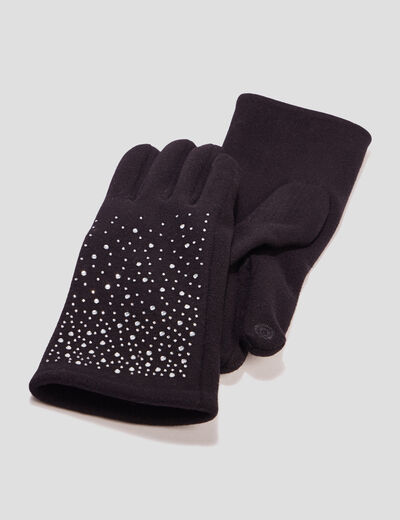 Gants à strass noir femme