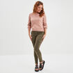 Pull manches ballons détails ajourés vieux rose femme