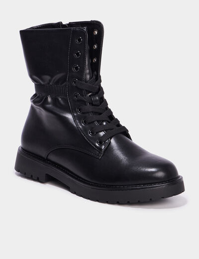 Boots élastiquées à lacets noir femme