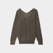 Pull ajouré manches longues vert kaki femme