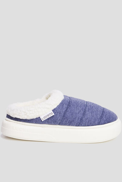 Chaussons fourrés compensés Liberto bleu homme