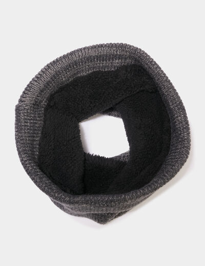 Tour de cou tricot&eacute; doubl&eacute; gris fonc&eacute; homme