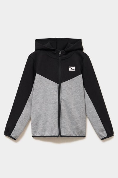 Sweat zipp&eacute; &agrave; capuche noir gar&ccedil;on