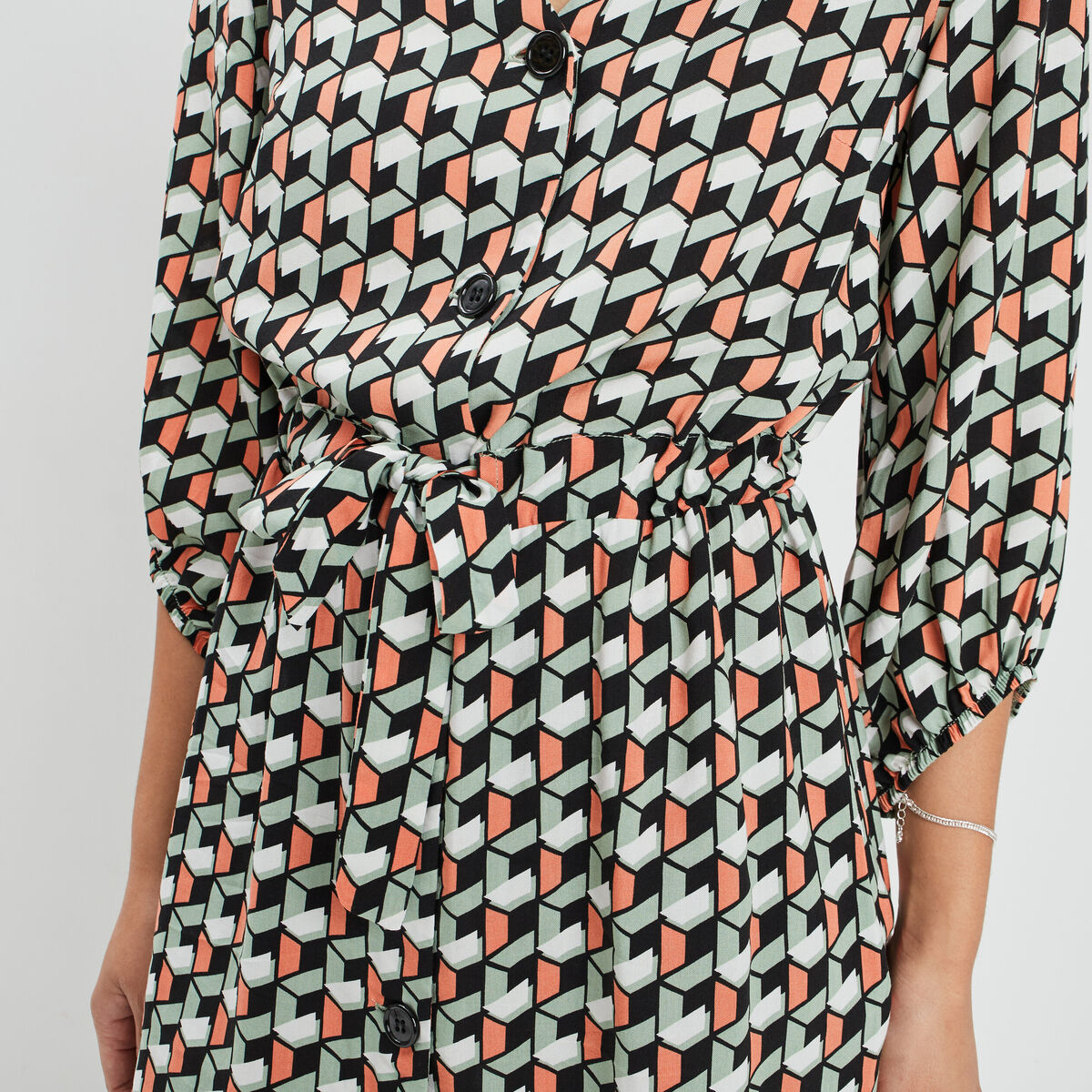 Robe droite fluide manches 3/4 noir femme