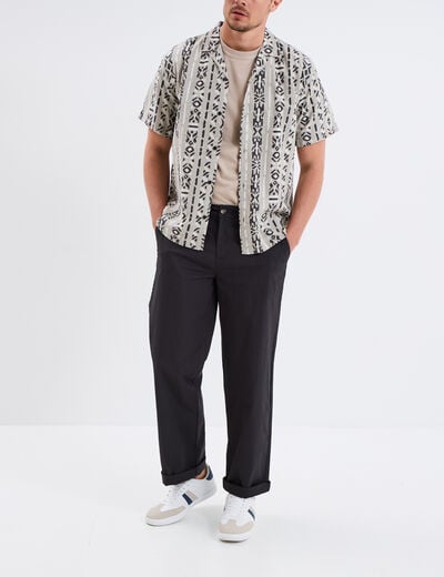 Pantalon chino relax coton gris foncé homme