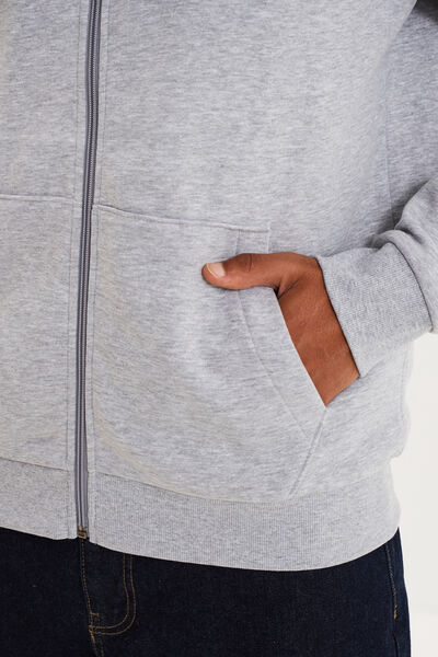 Sweat zipp&eacute; molleton &agrave; capuche gris homme