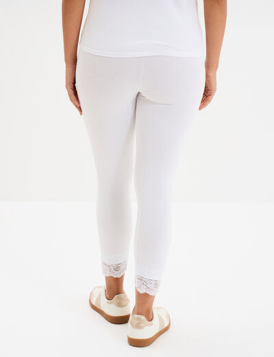 Legging 7/8ème avec dentelle blanc femme