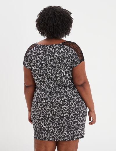 Chemise de nuit manches courtes noir femme grande taille