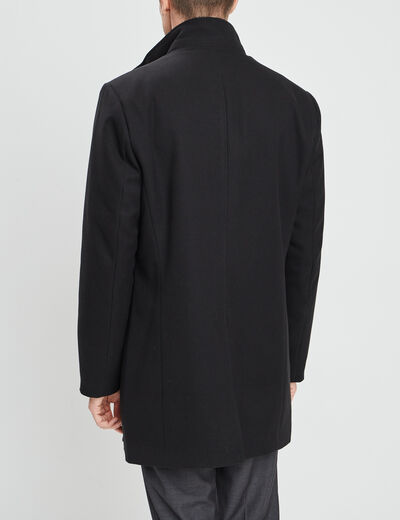 Manteau mi-long col montant noir homme