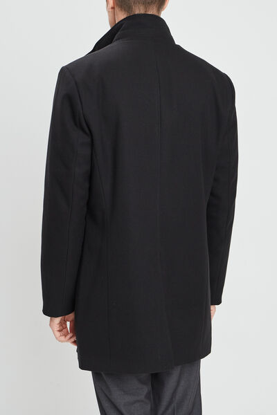 Manteau mi-long col montant noir homme