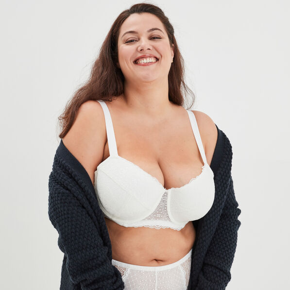 Soutien-gorge emboîtant à dentelle Izzie blanc femme grande taille
